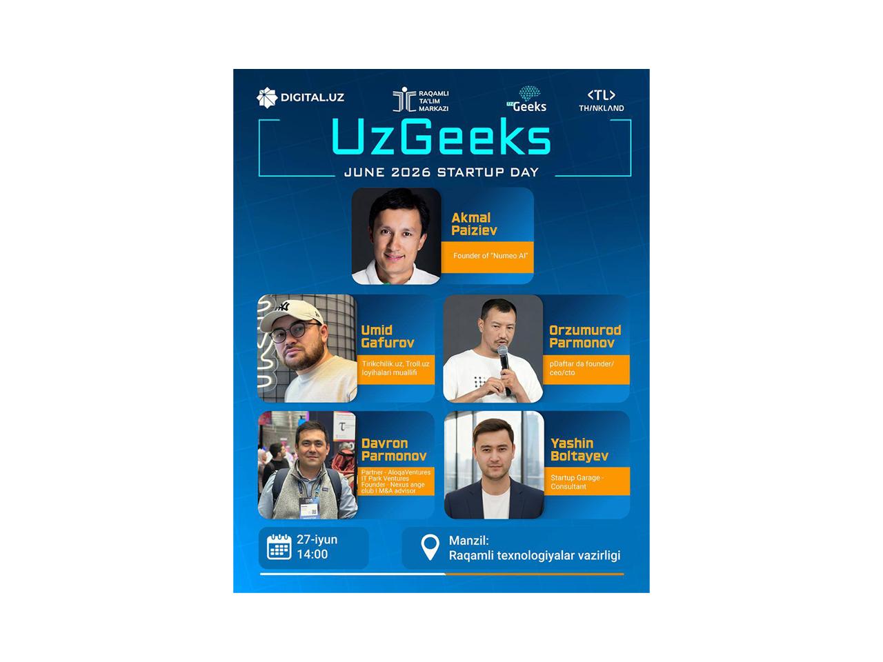 UzGeeksʼda startap bazmi boʻlarkan