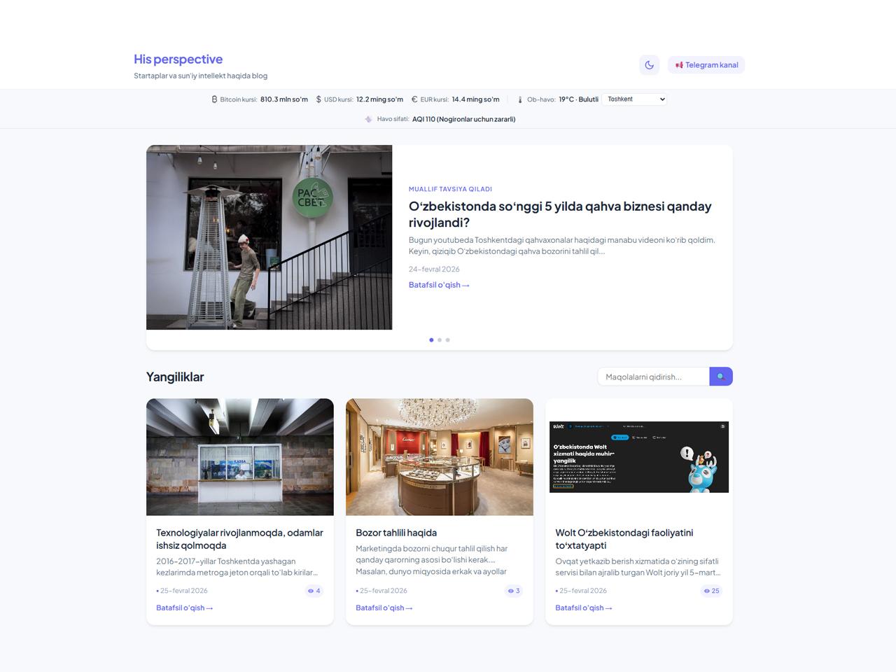 His perspective blogining rasmiy veb-sayti ishga tushdi