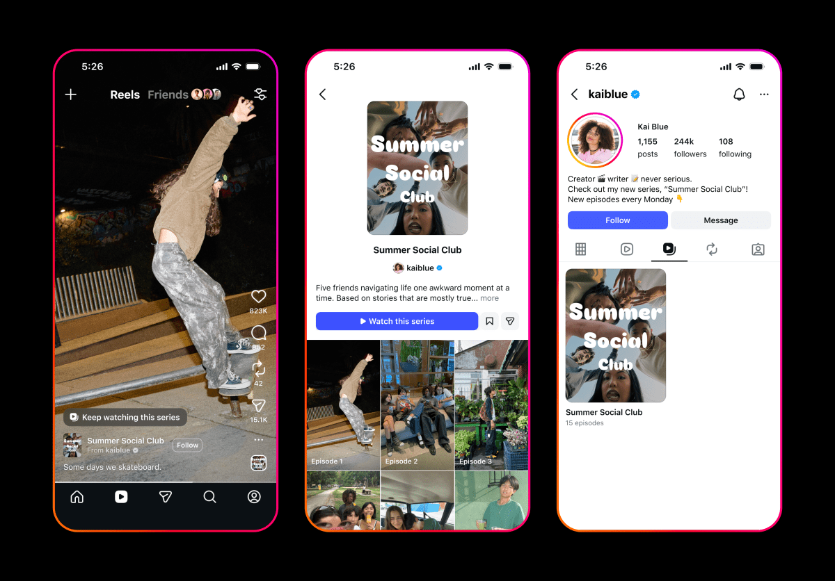 Meta Instagram va Facebook uchun ‘Series’ funksiyasini sinab ko‘rmoqda: episodik Reels qayerga boradi?