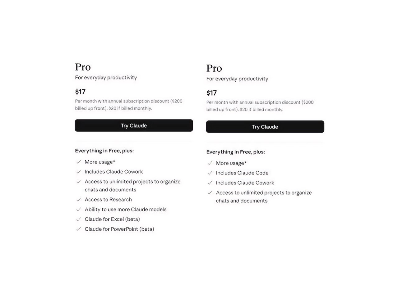 Claude code pro tarifidan olib tashlandimi?