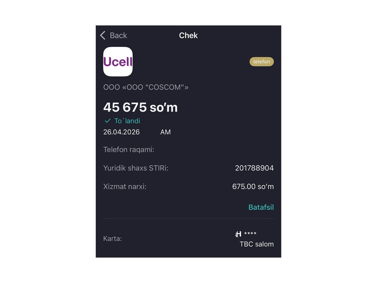 Payme’da telefon raqamga to‘lov endi pulli