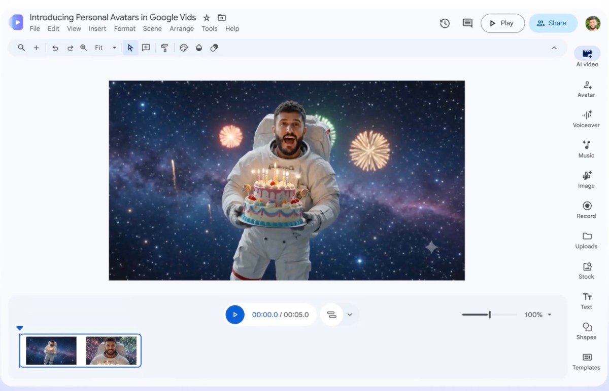 Google Vids — o'zingizning AI bilan yaratilgan videosiz