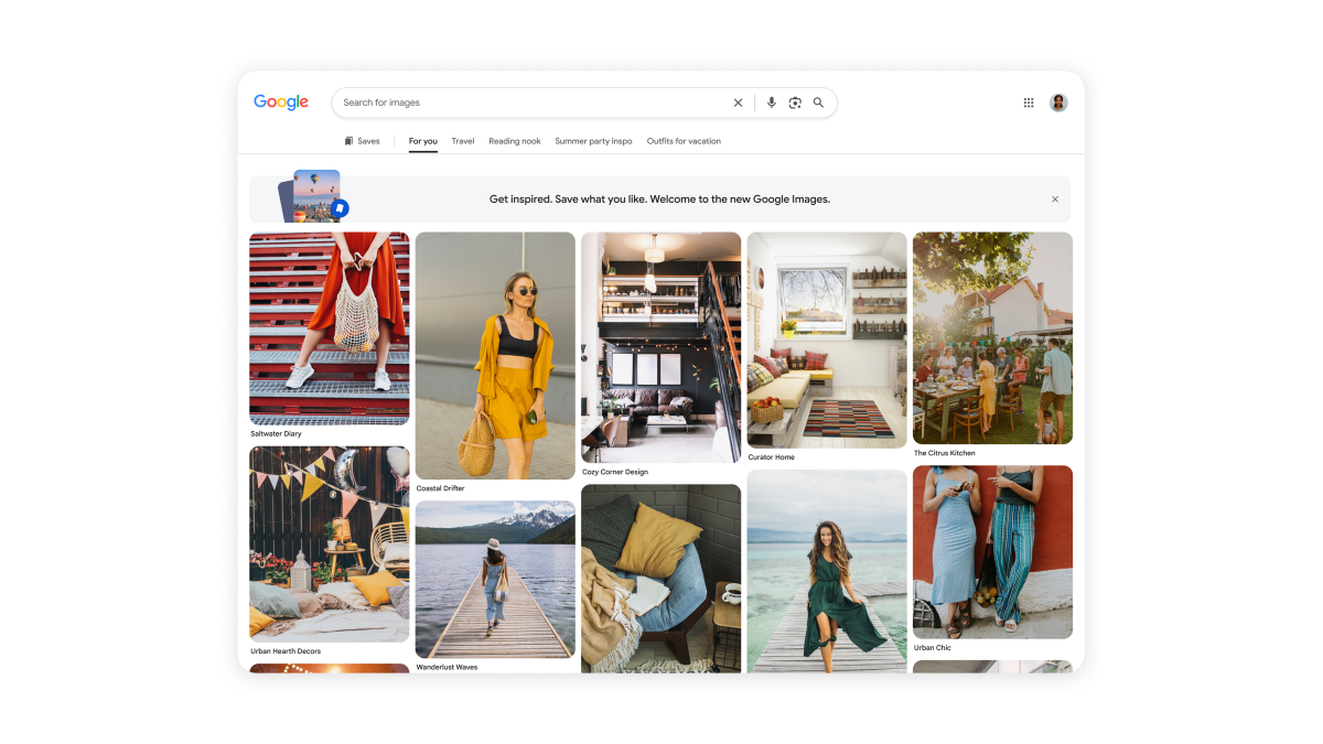 Google Images yangi ko'rinishi bilan Pinterestni eslatadi—bu safar kashfiyotga urg'u berilgan