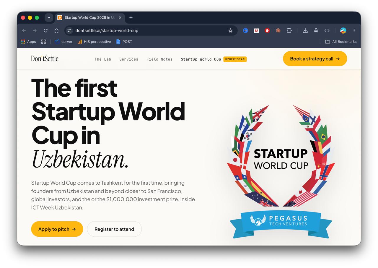 “Startup World Cup Uzbekistan 2026” uchun arizalar qabuli boshlanibdi
